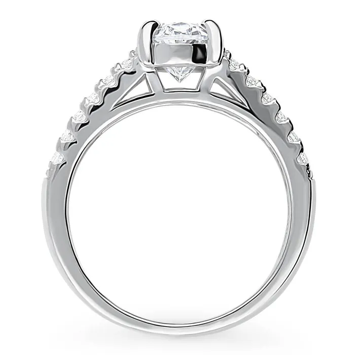 Solitaire 27ct Oval CZ Split Shank Ring in Sterling Silver BERRICLE Rings