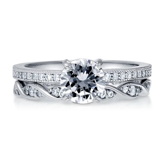 Solitaire Woven 1ct CZ Ring Set in Sterling Silver BERRICLE Rings