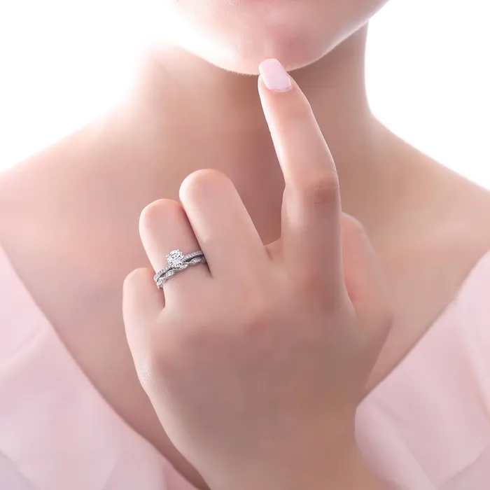 Solitaire Woven 1ct CZ Ring Set in Sterling Silver BERRICLE Rings