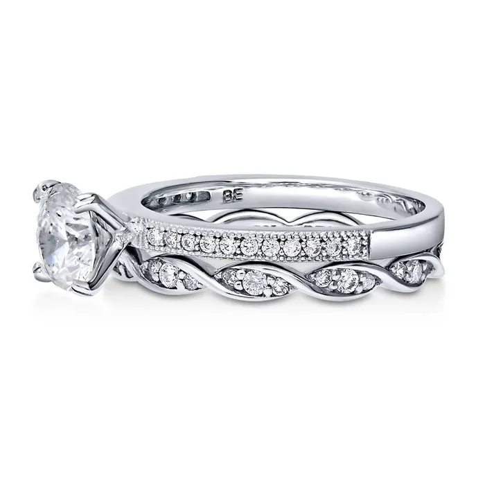 Solitaire Woven 1ct CZ Ring Set in Sterling Silver BERRICLE Rings