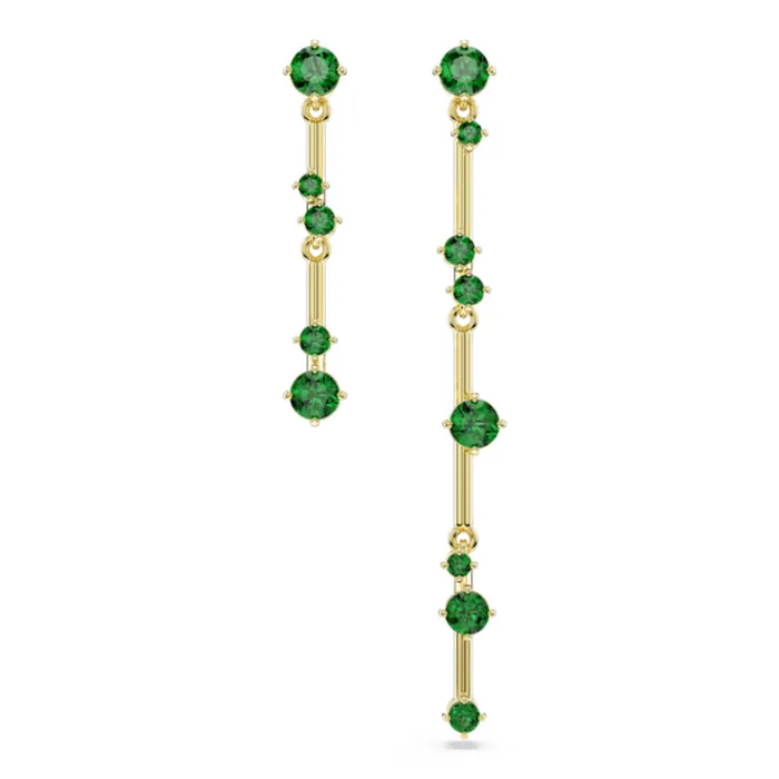 Swarovski Constella Drop Earrings Asymmetrical design Round cut Green Goldtone plated Swarovski Earrings Swarovski Constella Drop Earrings Asymmetrical design Round cut Green Goldtone plated Swarovski Earrings