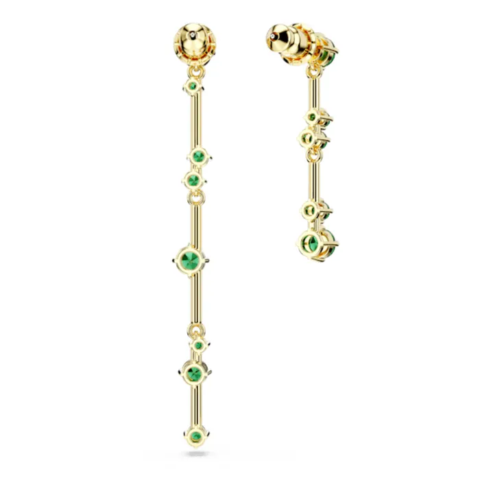 Swarovski Constella Drop Earrings Asymmetrical design Round cut Green Goldtone plated Swarovski Earrings Swarovski Constella Drop Earrings Asymmetrical design Round cut Green Goldtone plated Swarovski Earrings