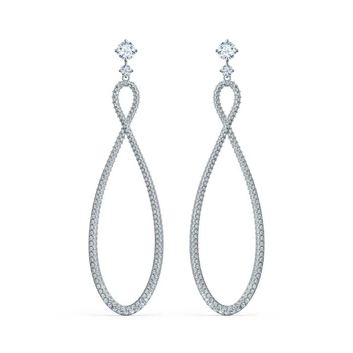 Swarovski Earrings Swarovski Swarovski Infinity Hoop Pierced Earrings White Rhodium Plated Swarovski Earrings Swarovski Swarovski Infinity Hoop Pierced Earrings White Rhodium Plated