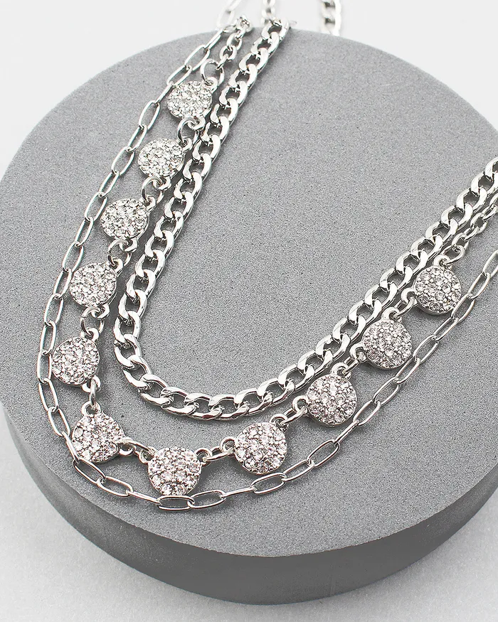 Triple Layered Chain Necklace with Stone Charms Floor0102230410 Necklaces
