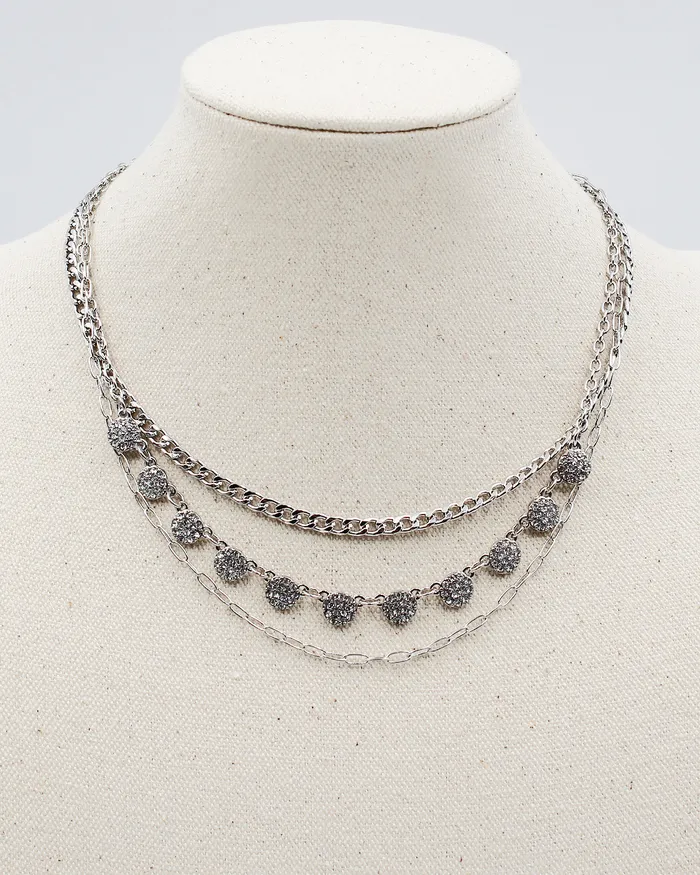 Triple Layered Chain Necklace with Stone Charms Floor0102230410 Necklaces Triple Layered Chain Necklace with Stone Charms Floor0102230410 Necklaces