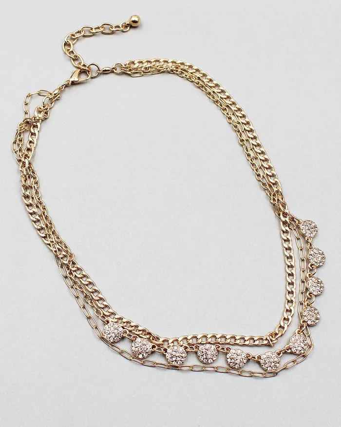 Triple Layered Chain Necklace with Stone Charms Floor0102230410 Necklaces Triple Layered Chain Necklace with Stone Charms Floor0102230410 Necklaces