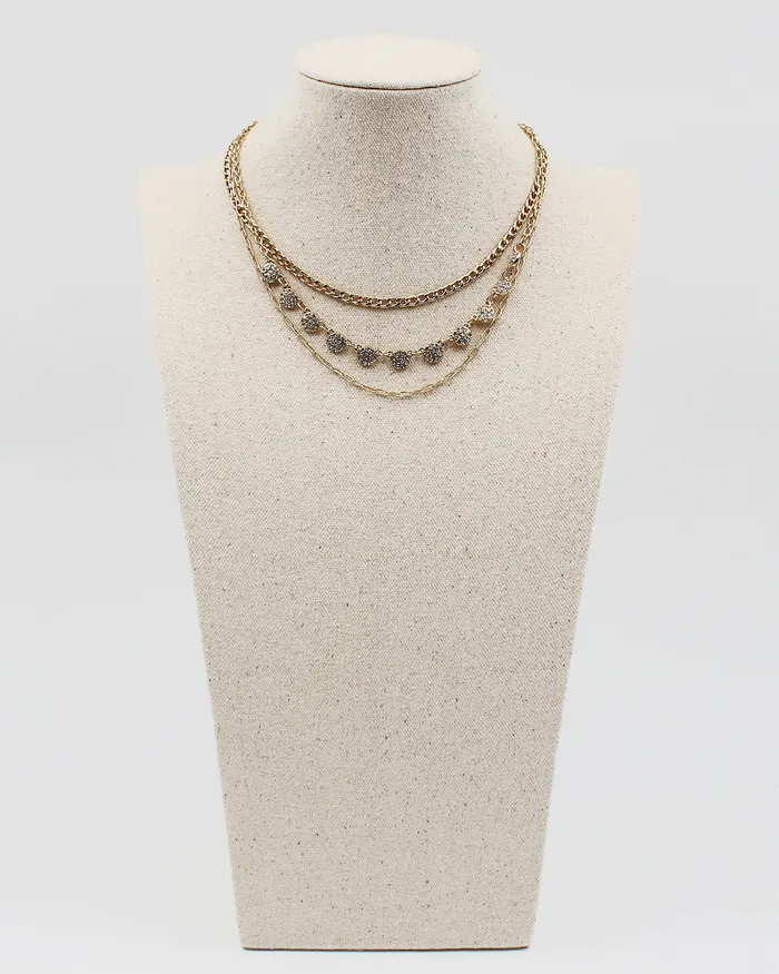Triple Layered Chain Necklace with Stone Charms Floor0102230410 Necklaces Triple Layered Chain Necklace with Stone Charms Floor0102230410 Necklaces