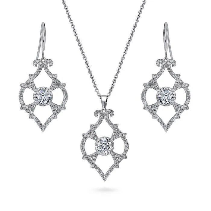 Woven Art Deco CZ Set in Sterling Silver BERRICLE Earrings