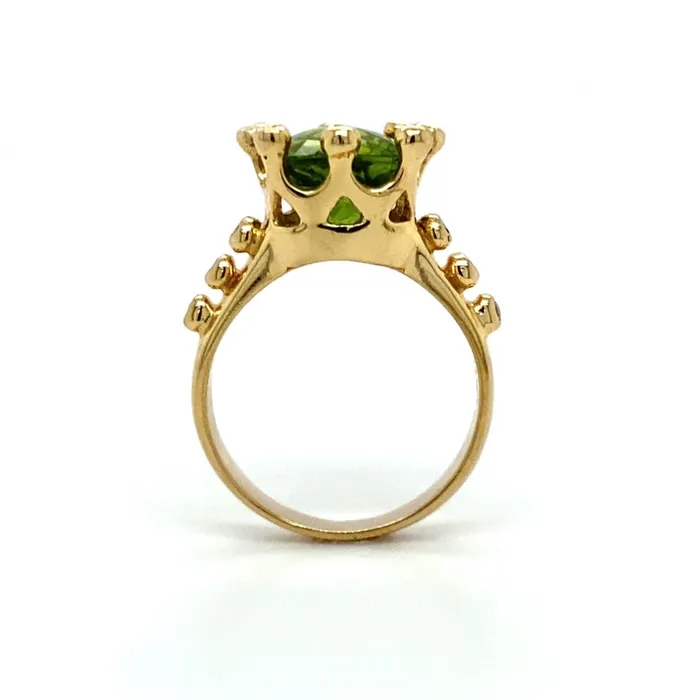 14K Peridot and Diamond Crown Ring Q Evon Rings