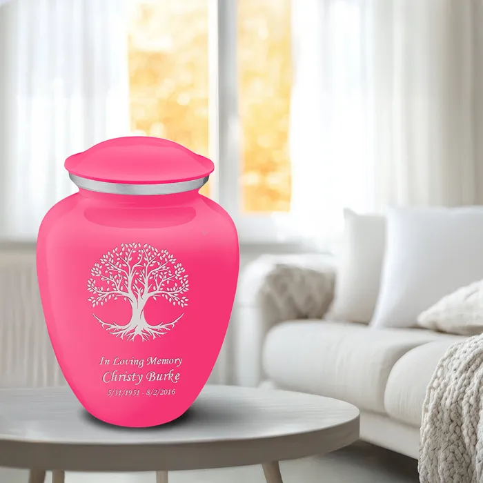 Adult Embrace Bright Pink Tree of Life Cremation Urn GetUrns Necklaces