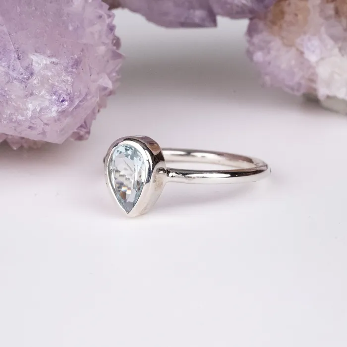 Aquamarine Ring 10x7mm Size 10 925 Silver InnerVision Crystals Rings