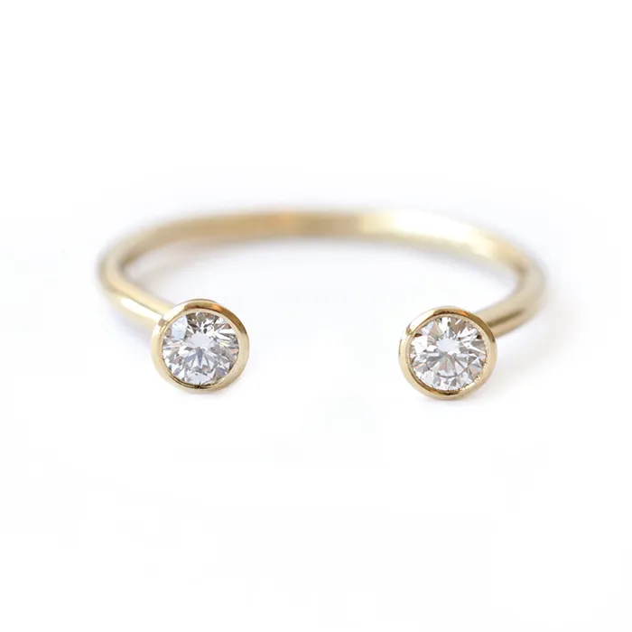 artemer Dual Stone Ring Horseshoe Wedding Band Rings