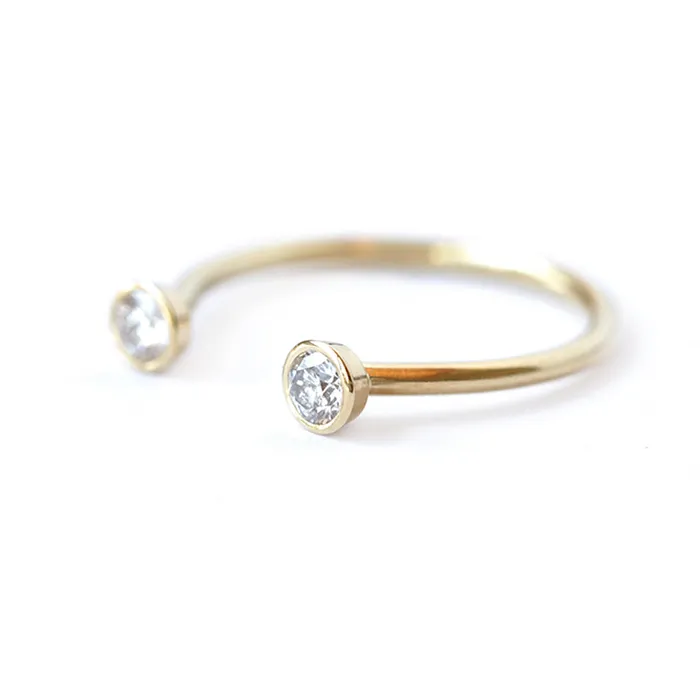 artemer Dual Stone Ring Horseshoe Wedding Band Rings