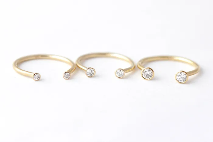 artemer Dual Stone Ring Horseshoe Wedding Band Rings