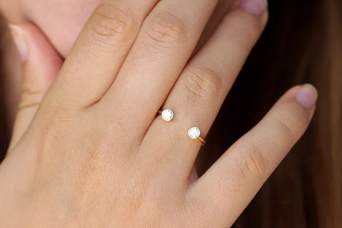 artemer Dual Stone Ring Horseshoe Wedding Band Rings