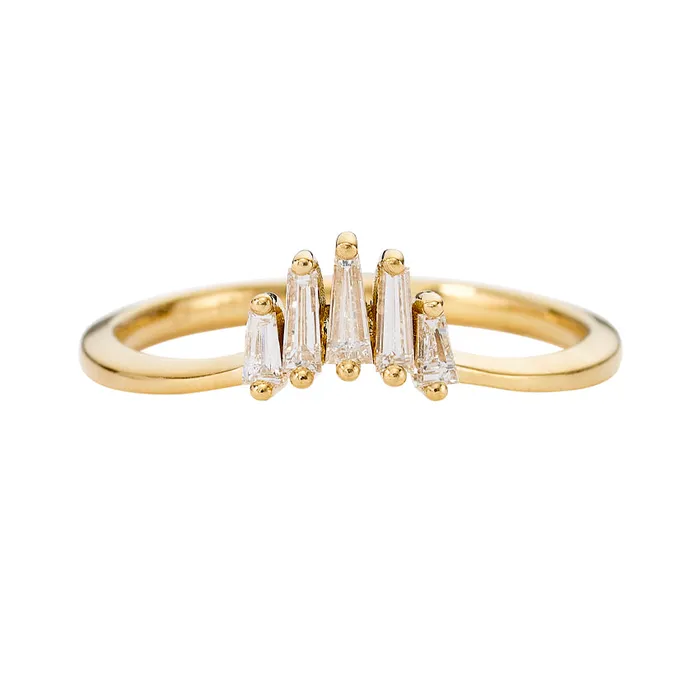 ARTEMER Rings Nesting Wedding Ring with Baguette Diamonds S