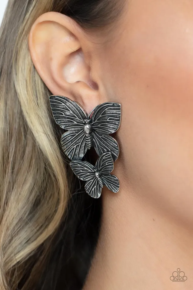 Blushing Butterflies Silver Paparazzi Earrings All Eyes On U Jewelry Paparazzi Accessories Earrings