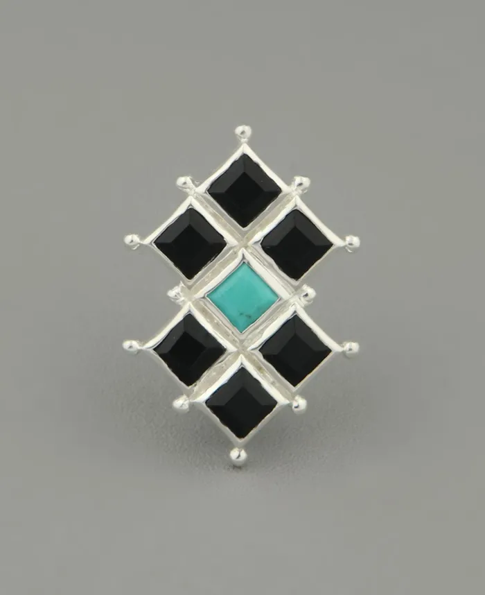 Buddha Groove Necklaces Sterling Silver Protection Grid Turquoise and Onyx Pendant Buddha Groove Necklaces Sterling Silver Protection Grid Turquoise and Onyx Pendant