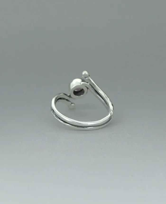 Buddha Groove Rings Sterling Silver Pink Tourmaline Ring With Rope Detailing