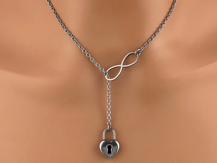 Captive Collars Necklaces Infinity with Heart Lock