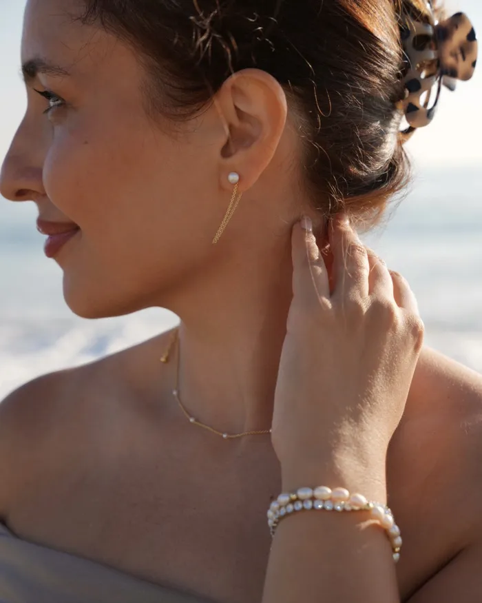 Dareth Colburn Earrings Louella Pearl Chain Dangle Earrings