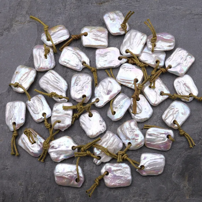 Drilled Genuine Natural Freshwater Freeform Square Rectangle Coin Pearl Pendant Intrinsic Trading Necklaces