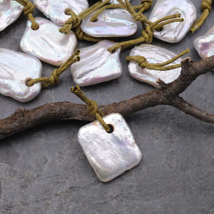 Drilled Genuine Natural Freshwater Freeform Square Rectangle Coin Pearl Pendant Intrinsic Trading Necklaces