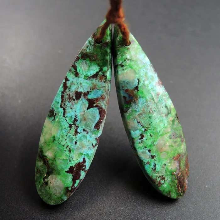 Drilled Parrot Wing Chrysocolla Earring Pair Matched Long Teardrop Cabochon Natural Blue Green Chrysocolla Gemstone Stone Bead Pair E3168 Intrinsic Trading Earrings Drilled Parrot Wing Chrysocolla Earring Pair Matched Long Teardrop Cabochon Natural Blue Green Chrysocolla Gemstone Stone Bead Pair E3168 Intrinsic Trading Earrings