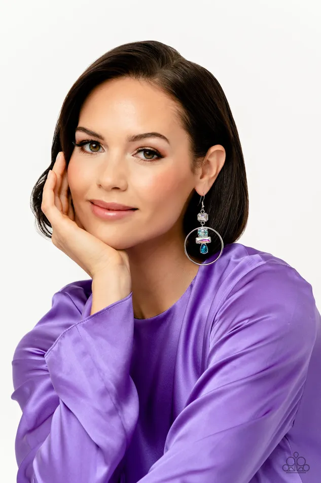 Earrings All Eyes On U Jewelry Paparazzi Accessories Geometric Glam Blue Paparazzi Earrings
