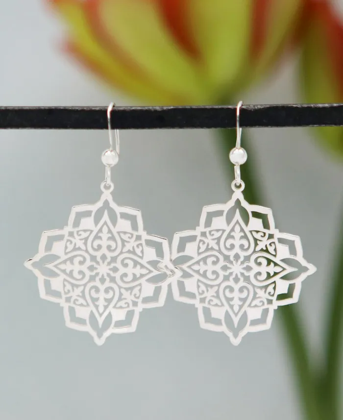 Earrings Buddha Groove Sterling Silver Mandala Earrings