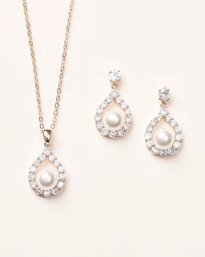 Earrings Elegance Pearl Bridesmaid Gift Set w Clip Earrings Dareth Colburn 