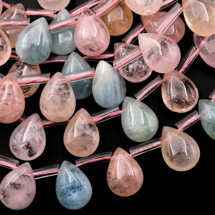 Earrings Intrinsic Trading AAA Natural Blue Aquamarine Pink Morganite Smooth Teardrop Beads 12mm 14mm Good for Earrings 8 Strand Earrings Intrinsic Trading AAA Natural Blue Aquamarine Pink Morganite Smooth Teardrop Beads 12mm 14mm Good for Earrings 8 Strand