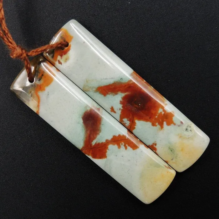 Earrings Intrinsic Trading Drilled Natural Owyhee Picture Jasper Earring Pair Gemstone Drilled Cabochon Cab Pair Rectangle Matched Earring Bead Pair From Oregon E3375