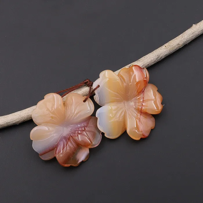 Earrings Intrinsic Trading Hand Carved Natural Peach Orange Carnelian Flower Earring Pair Drilled Translucent Gemstone Matched Beads A2 Earrings Intrinsic Trading Hand Carved Natural Peach Orange Carnelian Flower Earring Pair Drilled Translucent Gemstone Matched Beads A2