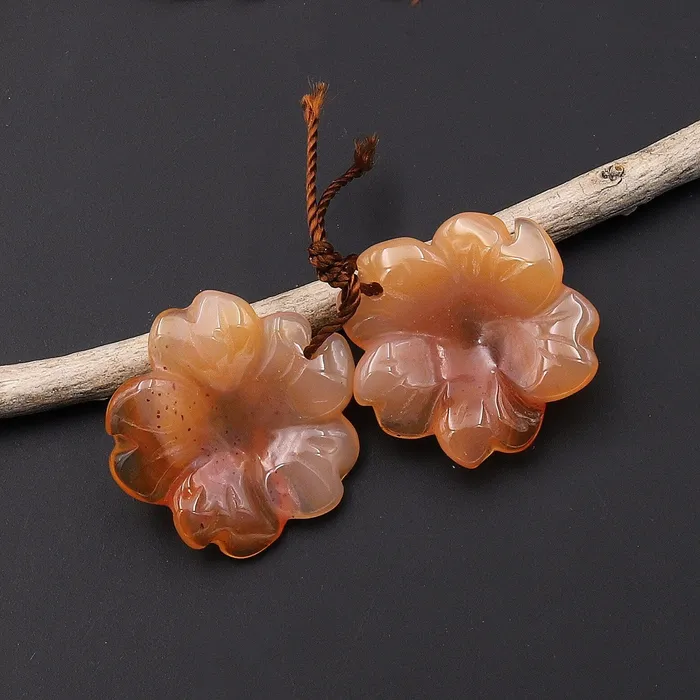 Earrings Intrinsic Trading Hand Carved Natural Peach Orange Carnelian Flower Earring Pair Drilled Translucent Gemstone Matched Beads A3 Earrings Intrinsic Trading Hand Carved Natural Peach Orange Carnelian Flower Earring Pair Drilled Translucent Gemstone Matched Beads A3