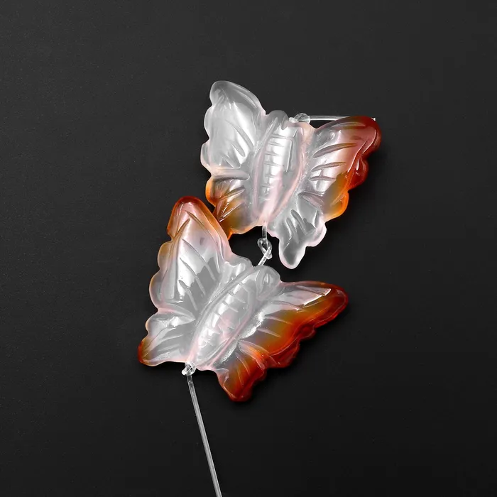 Earrings Intrinsic Trading Hand Carved Natural Translucent Creamy Carnelian Butterfly Earring Pair Drilled Gemstone Matched Beads