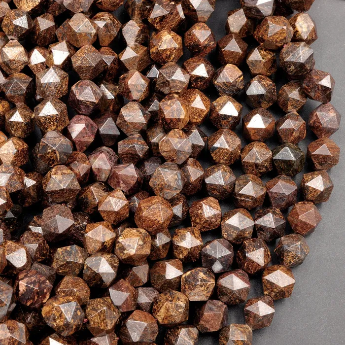 Earrings Intrinsic Trading Natural Bronzite Faceted Nugget Star Cut Rounded 8mm Nugget 10mm Round Nugget 12mm Geometric Cut Beads Strand