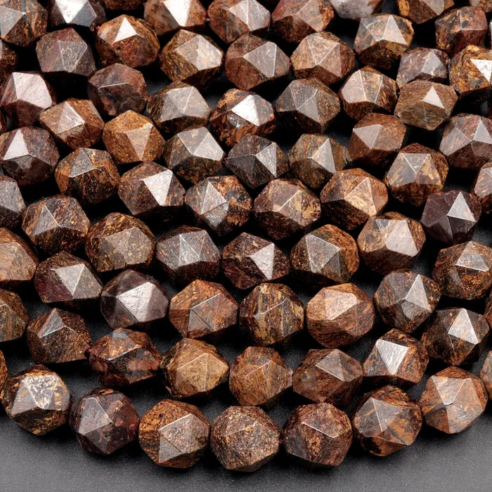 Earrings Intrinsic Trading Natural Bronzite Faceted Nugget Star Cut Rounded 8mm Nugget 10mm Round Nugget 12mm Geometric Cut Beads Strand