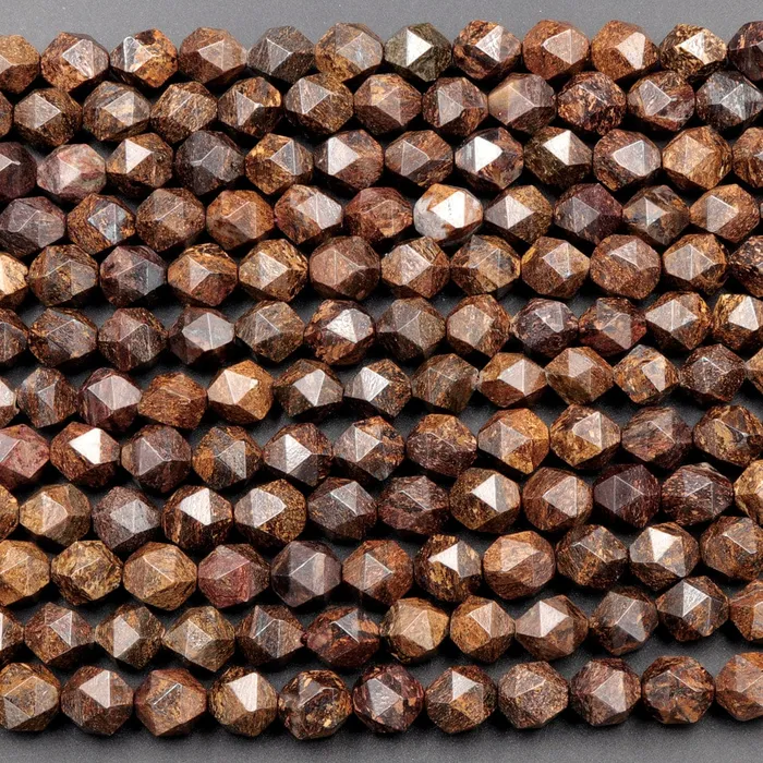 Earrings Intrinsic Trading Natural Bronzite Faceted Nugget Star Cut Rounded 8mm Nugget 10mm Round Nugget 12mm Geometric Cut Beads Strand