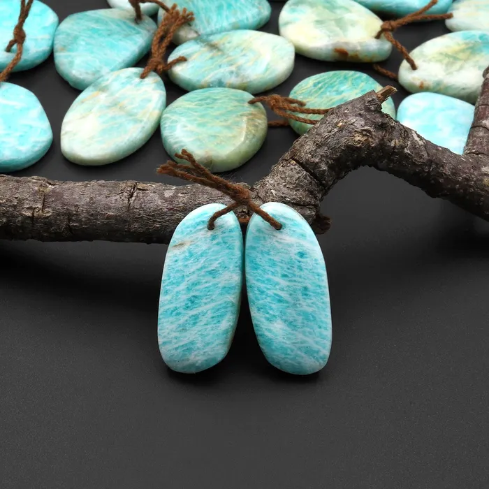 Earrings Intrinsic Trading Natural Madagascar Amazonite Freeform Earring Pair Drilled Matched Gemstone Beads A1 Earrings Intrinsic Trading Natural Madagascar Amazonite Freeform Earring Pair Drilled Matched Gemstone Beads A1