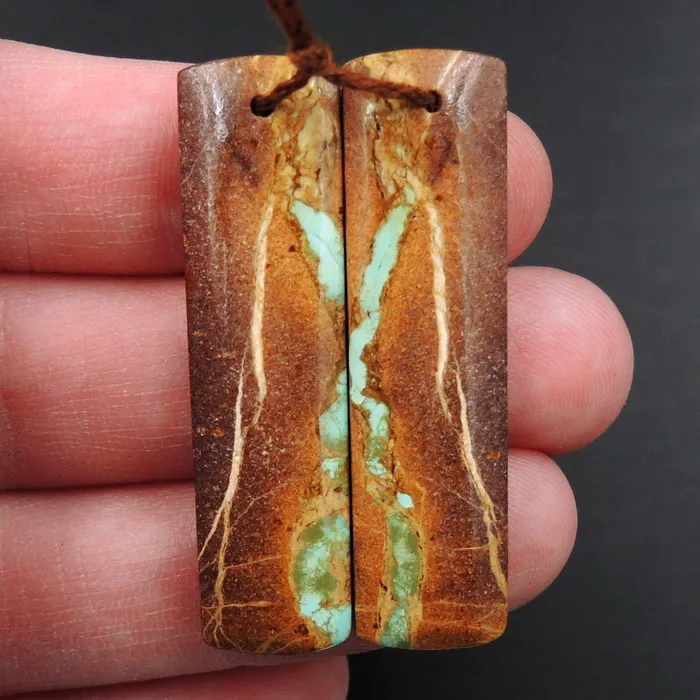 Earrings Intrinsic Trading Natural Turquoise From Royston Nevada Cabochon Cab Pair Drilled Matched Earrings Bead Pair E3265