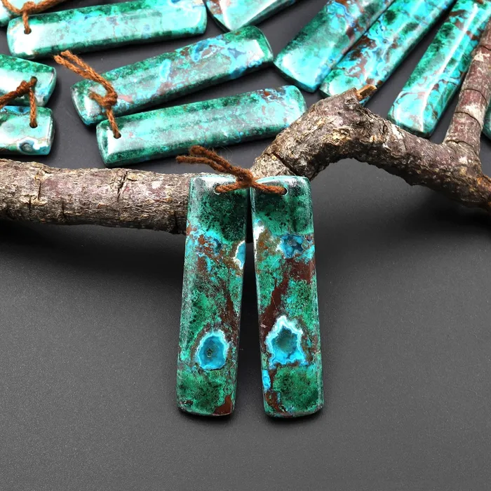 Earrings Intrinsic Trading Rare Natural Malachite Chrysocolla Earring Rectangle Pair Gemstone Drilled Matched Cabochon Beads From Australia A2 Earrings Intrinsic Trading Rare Natural Malachite Chrysocolla Earring Rectangle Pair Gemstone Drilled Matched Cabochon Beads From Australia A2