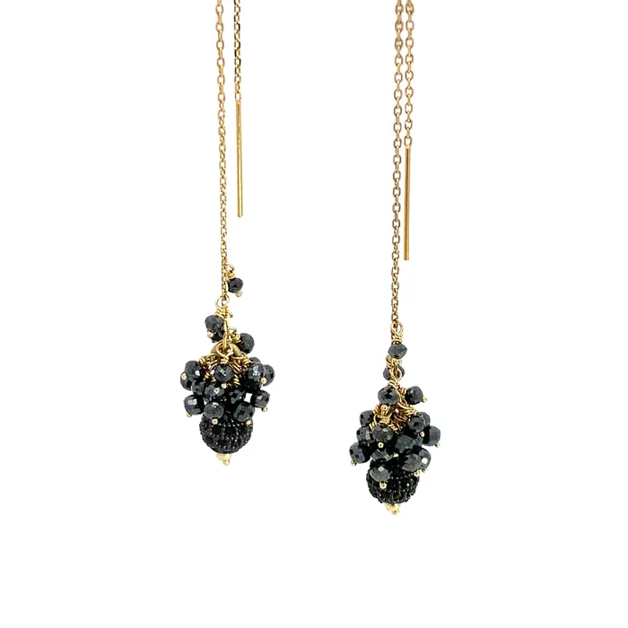 Earrings Q Evon 14k Black Diamond Orb Threader Earrings