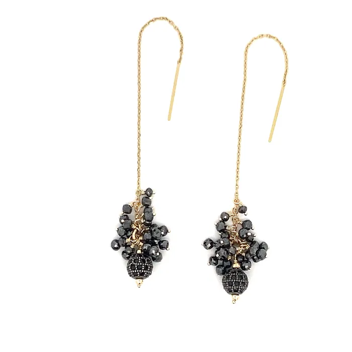 Earrings Q Evon 14k Black Diamond Orb Threader Earrings
