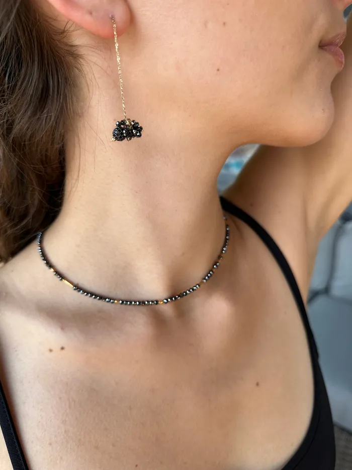 Earrings Q Evon 14k Black Diamond Orb Threader Earrings