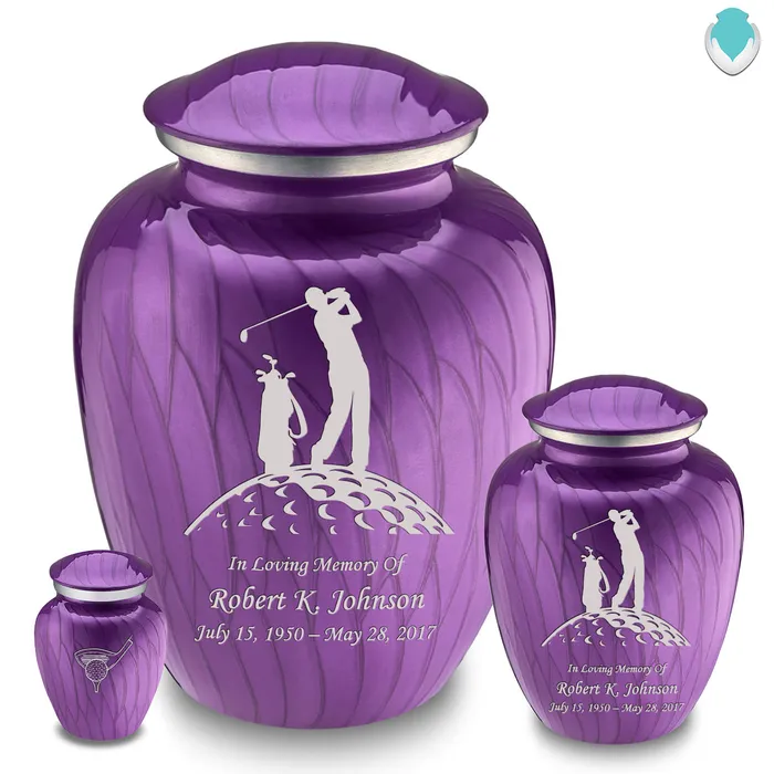 GetUrns Keepsake Embrace Pearl Purple Golf Cremation Urn Earrings
