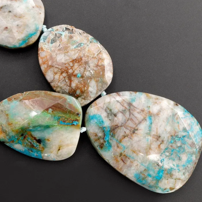 Graduated Faceted Natural Chrysocolla in Quartz Focal Pendant Beads Stunning Blue Strikes Designer Quality One of a Kind 17 Necklace Strand Intrinsic Trading Necklaces Graduated Faceted Natural Chrysocolla in Quartz Focal Pendant Beads Stunning Blue Strikes Designer Quality One of a Kind 17 Necklace Strand Intrinsic Trading Necklaces