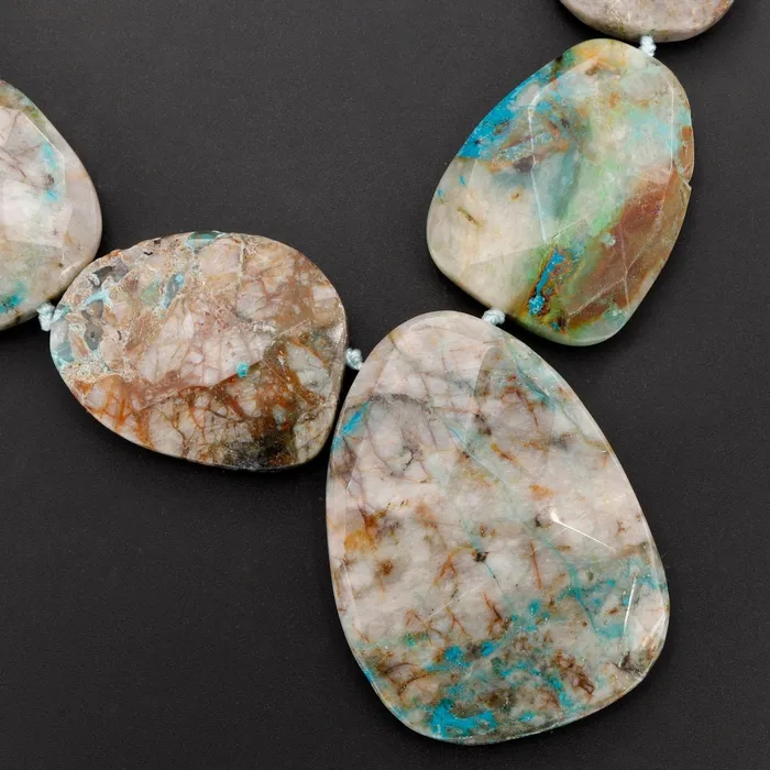 Graduated Faceted Natural Chrysocolla in Quartz Focal Pendant Beads Stunning Blue Strikes Designer Quality One of a Kind 17 Necklace Strand Intrinsic Trading Necklaces