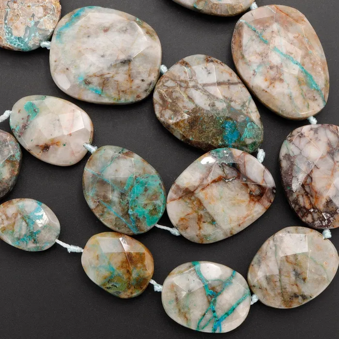 Graduated Faceted Natural Chrysocolla in Quartz Focal Pendant Beads Stunning Blue Strikes Designer Quality One of a Kind 17 Necklace Strand Intrinsic Trading Necklaces