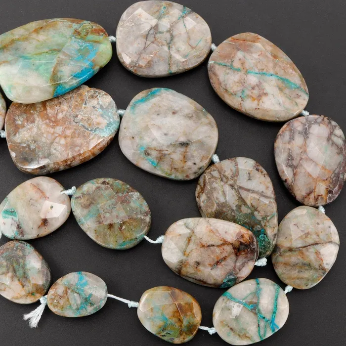 Graduated Faceted Natural Chrysocolla in Quartz Focal Pendant Beads Stunning Blue Strikes Designer Quality One of a Kind 17 Necklace Strand Intrinsic Trading Necklaces